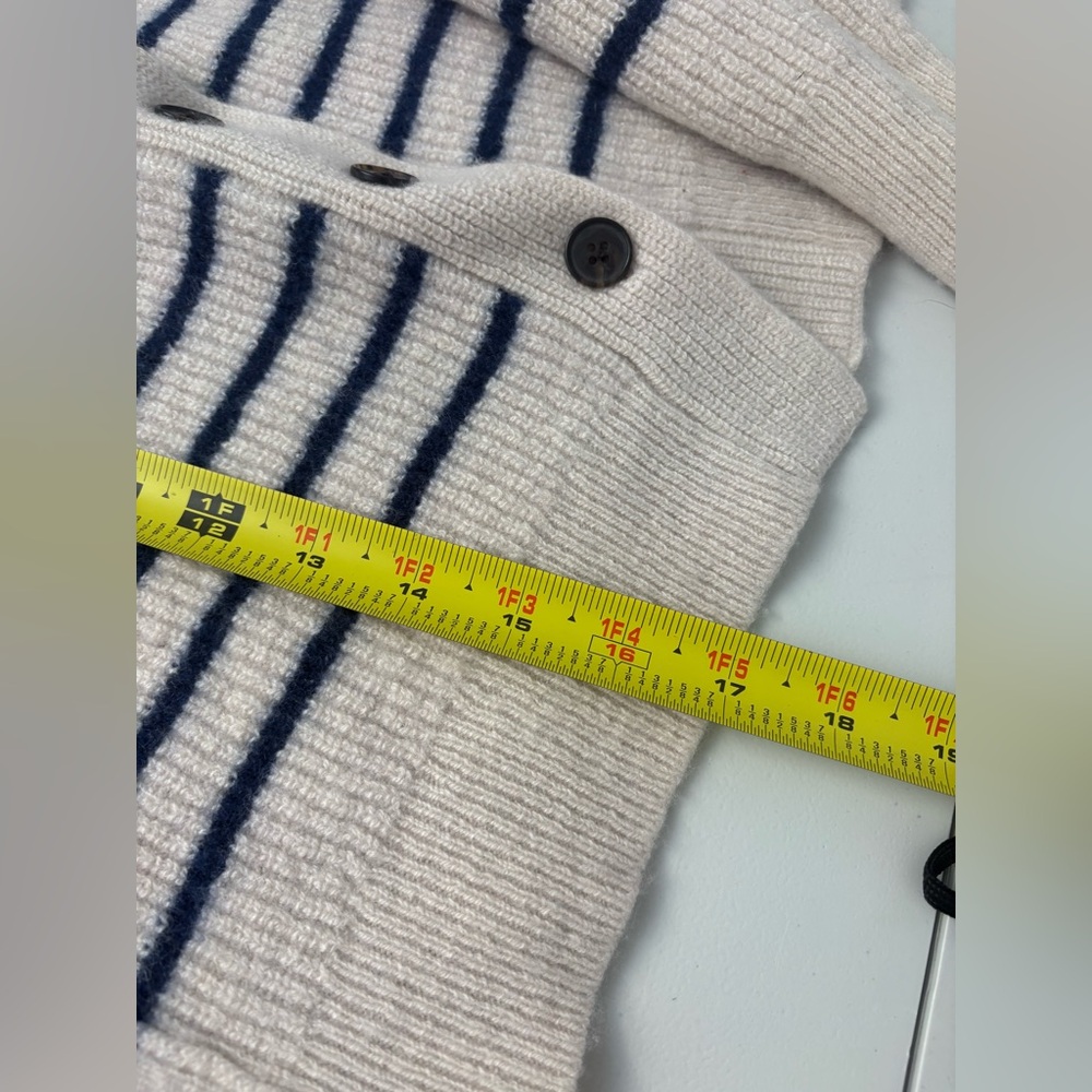Madewell SoftWool V-Neck Cardigan in Cream Navy Stripe Cashmere Blend XL GUC - Picture 5 of 7